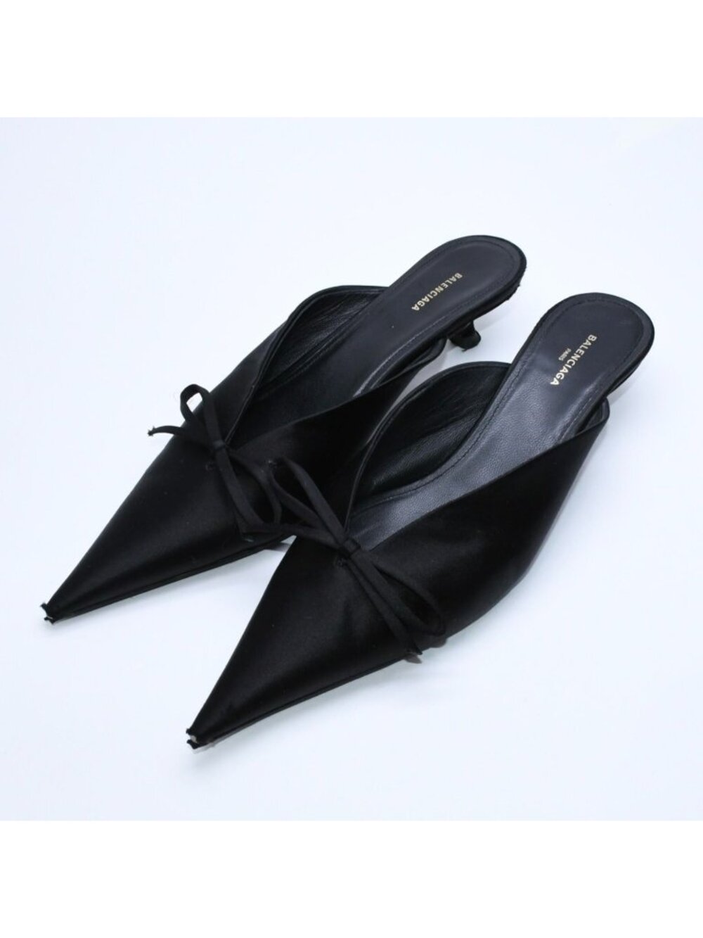 Balenciaga Sandals Knife Slingback Satin Mules Black
